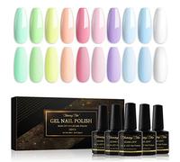 Shining She Vernis Semi Permanent Pastel, 10 Couleurs Macaron Vert Menthe Jaune Pâle Pêche Rose Lavande Bleu Bébé Blanc Vernis à Ongles Soak-off UV/LED Semi-permanent Manucure Kit, 8ml