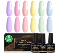 Shining She Vernis Semi Permanent Pastel, 6 Couleurs Printemps été Vernis Semi Permanent Violet Rose Pêche Jaune pâle Vert sauge Bleu à Ongles Soak-off UV/LED Semi-permanent Manucure Kit, 8ml