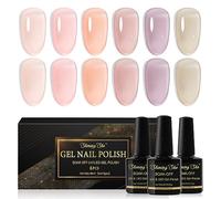 Shining She Vernis Semi Permanent Transparent, 6 Couleurs Naturelle Milky Blanc Rose Nu Vernis à Ongles Gel Soak Off UV/LED Semi-permanent Manucure Kit Pour Salon De Manucure DIY Home, 8ml