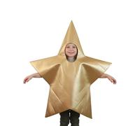 Shining Star Costume Gold With Tabard Suitable for all Ages up to 7 Years | Costume étoile dorée, tabard inclus, enfant, tissu léger brillant, idéal spectacle, fête ou carnaval