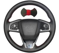 Shining wheat Housse de volant en cuir synthétique noir cousue à la main pour Honda Civic 10 2016-2021 / CR-V CRV 2017-2021 / Clarity 2018-2021 (fil rouge)
