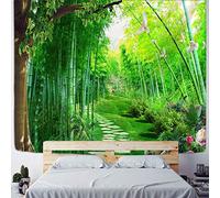 SHININGCN Tenture Murale Mandala Tapisserie Forêt Verte Tapisserie Grand Arbre Fantaisie Plante Lumière du Soleil Paysage Naturel Bambou Rivière Forêt Tenture Murale Décor À La Maison