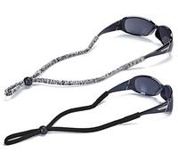 SHINKODA Sangle de lunettes réglable pour adultes et enfants | Lot de 2 cordons de fixation pour lunettes de lecture, sécurité, sport et lunettes de soleil, Teinture spatiale noir et blanc, 2 Count