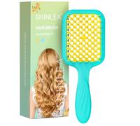 SHINLEA Brosse démêlante pour cheveux bouclés avec poils doux ondulés, brosse à cheveux pour femme pour cheveux épais, natation et plage, jaune bleu