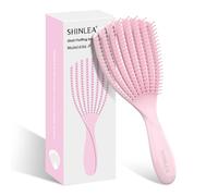 SHINLEA Brosse démêlante pour cheveux bouclés, brosse pour cheveux humides, secs, épais ou fins, brosse facilement les cheveux bouclés et réduit la cassure, ondulée, pour femmes/hommes/enfants, rose