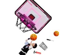 SHINLHUA Ensemble complet de basket-ball d'intérieur comprenant un cadre pliable et des lumières LED, un tableau de bord de basket-ball, sans danger pour enfants et adultes, cerceaux d'intérieur en