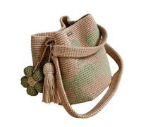 SHINLHUA Sac à main élégant en tricot avec fermeture à cordon de serrage et sangle réglable pour le travail ou les vacances pliable, Vert