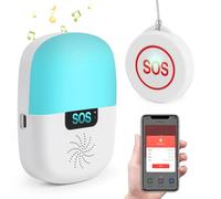 Shinmax Alarme Personne Agee Tuya WiFi Smart SOS Alarme de Bouton d'urgence pour Personnes âgées, Malades, Handicapées, Enfants Alarme Musicale et Lumineuse Bouton étanche Bouton Alerte Personne Agée