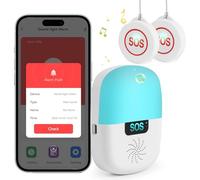 Shinmax Alarme Personnes âgées WiFi Smart SOS Alarme de Bouton d'appel sans Fil Téléavertisseur pour Personnes âgées Malades Handicapées Enfants Maison Alerte (1 Récepteur + 2 Émetteurs SOS)