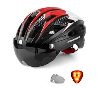 Shinmax Casque de Vélo avec Éclairage LED de Sécurité, Visière Magnétique et Écran Amovible pour Ski et Snowboard - Homme Femme NR-096