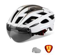 Shinmax Casque de vélo réglable, certifié CE, Casque de vélo avec visière de Protection Amovible, pour Homme et Femme, Montagne et Route, Skateboard, Ski et Snowboard, Femme Homme, Blanc/Gris