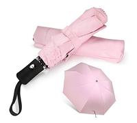 Shinok Parapluie de voyage compact et pliable - Léger - Ouverture automatique - Pour femme - Rose