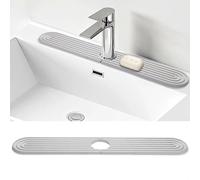 Shinowa 60 * 10cm Tapis de Robinet Absorbant en Pierre de Diatomée，Tapis Robinet Évier Cuisine，Cuisine Salle de Bain Robinet Anti-Éclaboussures Mat, Contient du Papier Sablé (Gris Clair)