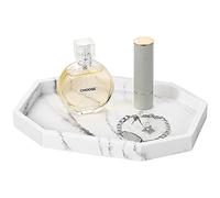Shinowa 8" Petit Plateau Décoratif, Plateau de Rangement Octogone en Résine, Plateau de Salle de Bain Mutifonctionnel Décoration pour Tissus Cosmétique Parfum Savon Serviette Plante, Gravier Blanc