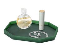 Shinowa 8" Plateau de Vanité de Salle de Bain Octogonal, Petit 8" Plateau de Parfum Décoratif en Résine, Organisateur de Rangement de Toilette pour Cosmétique Savon Plante, Marbre Vert