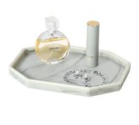 Shinowa 8" Plateau de Vanité de Salle de Bain Octogonal, Petit 8" Plateau de Parfum Décoratif en Résine, Organisateur de Rangement de Toilette pour Cosmétique Savon Plante, Marbre Gris