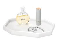 Shinowa 8" Plateau de Vanité de Salle de Bain Octogonal, Petit Plateau de Parfum Décoratif en Résine, Organisateur de Rangement de Toilette pour Cosmétique Savon Plante, Blanc Laiteux