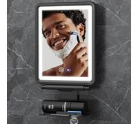 Shinowa Miroir de Douche Chauffant sans Buée pour Le Rasage, Miroir avec 3 Couleurs à Intensité Variable pour Douche, Miroir de Rasage Rechargeable avec Support de Rasoir pour Hommes