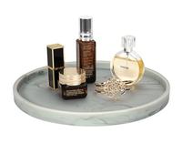 Shinowa Plateau Décoratif en Résine, Plateau de Rangement pour Salle de Bain, Organisateur de Vanité pour Chambre à Coucher, Organisation pour Bijoux Cosmétique Savon Plante, Marbre Gris