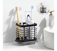 Shinowa Porte-Brosse à Dents Mural, Porte-Brosse à Dents Électrique en Acier Inoxydable, Porte-Dentifrice avec Plateau à Séchage Rapide, 2 Fentes Adhésives et Comptoir Accessoires Organisateur Douche