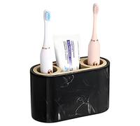 Shinowa Porte Brosses à Dents en Résine avec Trou de Drainage, Support de Brosse à Dents Électrique à 3 Compartiments, Organisateur Salle de Bain pour Comptoir Lavabo Toilettes, Encre