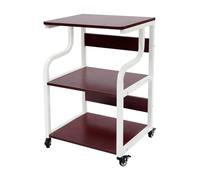 Shinpeed Table d'imprimante mobile à 3 étages avec roulettes - 50 x 40 cm - Support d'imprimante en bois - Chariot d'imprimante pour bureau, bureau à domicile - Couleur teck