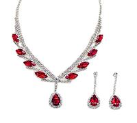 SHINROAD 1 ensemble de bijoux de mariée décoration décoration élégante électroplate légère électroplate de boucles d'oreilles de chaîne Rouge