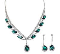 SHINROAD 1 ensemble de bijoux de mariée décoration décoration élégante électroplate légère électroplate de boucles d'oreilles de chaîne Vert