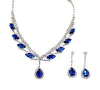 SHINROAD 1 ensemble de bijoux de mariée décoration décoration élégante électroplate légère électroplate de boucles d'oreilles de chaîne Bleu royal