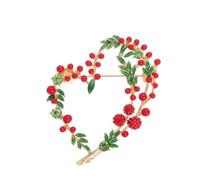 SHINROAD Amour Brooch Alliage Vintage Huile Drop Mimosa Fruit avec des Strass Brillantes Coronde Corsage Pin pour vêtements de décoration Chapeau Décoration Sac Accessoire Cadeau Rouge