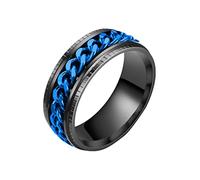 SHINROAD Bague All-Match Excatch Rotatif Chaîne Design Mode Anneau Bleu USA 10, USA 10, alliage, Pierre secondaire