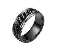 SHINROAD Bague All-Match Excatch Rotatif Chaîne Design Mode Bague Noir USA 11, USA 11, alliage, Pierre secondaire