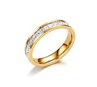 SHINROAD Bague de mariage qui associe une alliance élégante et lumineuse en zircon cubique Golden USA 10, USA 10, Acier titane, Pierre secondaire