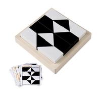 SHINROAD Black White Bustwork Blocs Solving Game 1 Set Puzzle Geometric Forme Cognition Logic Training Education Toy for Kids Oeil Oeye Coordination A