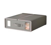 SHINROAD Boîte de rangement empilable pour organisation de placard, tissu non tissé respirant avec fenêtre transparente, support de drap de lit de grande capacité, gris, 1 pièce