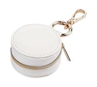 SHINROAD Boîte de rangement ronde étanche et compacte pour boucles d'oreilles, bagues, pendentifs, fermeture éclair, étui de voyage portable, blanc, 5 cm
