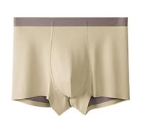 SHINROAD Boxer doux pour homme taille moyenne respirant séchage rapide élastique mince U convexe soyeux antiseptique sans couture sans contrainte caleçon jaune 4XL
