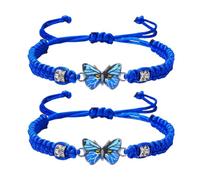 SHINROAD Bracelet d'amitié nœud bleu, corde tissée réglable significative, chance 2 pièces, velours côtelé, Pierre secondaire