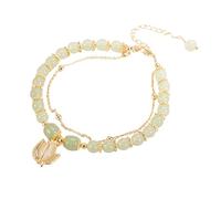 SHINROAD Bracelet en alliage de verre avec perles de fabrication fine pour femme - Pendentif tulipe réglable - Bijoux féminins - Cadeau d'anniversaire ou de Saint-Valentin, Verre, alliage, Pierre