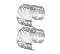 SHINROAD Bracelet Manchette Large 2 pièces, Ouverture réglable, Style rétro, Bras en métal Poli ajouré pour Performance de Cosplay Argent B