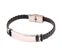 SHINROAD Bracelet tressé cadeau élégant tendance hommes bracelet en cuir synthétique en tissu, acier titane, pierre secondaire, acier titane, Pierre secondaire