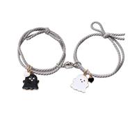 SHINROAD Bracelets réglables pour couple 2 pièces corde élastique amour cœur aimant ventouse Halloween fantôme pendentif couple bracelets hommes femmes bijoux cadeau, Alliage, Pierre secondaire
