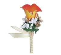 SHINROAD Broche Callalily Commune à faire soi-même pour marié et marié - Fausse fleur - Orange foncé