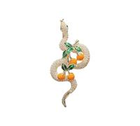 SHINROAD Broche serpent persimmon en forme d'animal Nouvel An Symbole porte-bonheur Strass Décor Signe du zodiaque chinois Épingle à vêtements pour bal de fin d'année, fête, occasions formelles Doré