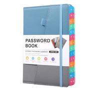 SHINROAD Carnet de bord sécurisé pour mot de passe Internet, carnet de bord, onglets alphabétiques, couverture rigide pour mots de passe Internet, adresses de site Web, bleu