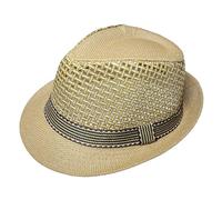 SHINROAD Chapeau de protection solaire pour homme - Style jazz - Respirant - Anti-UV - Vintage - Couleur contrastée - Pliable - Bord frisé, marron, M