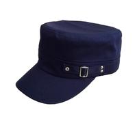 SHINROAD Chapeau unisexe en coton respirant avec dessus plat délavé et boucle à pression réglable à l'arrière absorbant l'humidité décontracté pour homme et femme, bleu marine, S