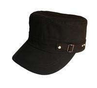 SHINROAD Chapeau unisexe en coton respirant avec dessus plat délavé et boucle à pression réglable à l'arrière absorbant l'humidité décontracté pour homme et femme, Noir , S