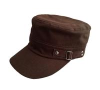 SHINROAD Chapeau unisexe en coton respirant avec dessus plat délavé et boucle à pression réglable à l'arrière absorbant l'humidité décontracté pour homme et femme, café, S