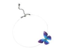 SHINROAD Collier de papillon Chaîne invisible Boho avec pendentif de pêche transparent conception de ligne de pêche colorée accessoire à la mode pour les femmes Pourpre